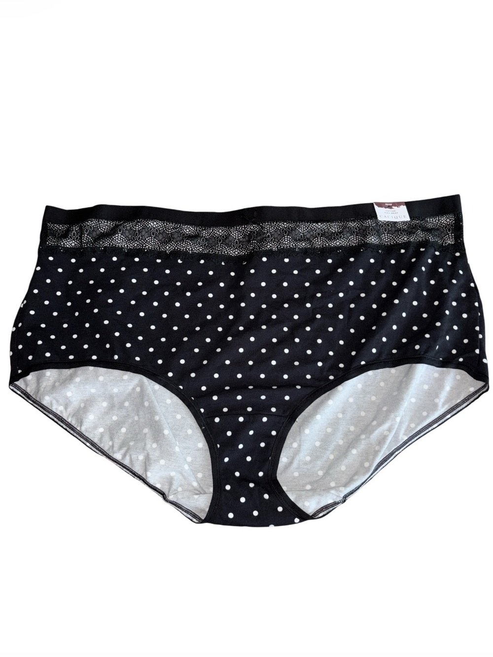 3/$25 Lane Bryant CACIQUE Cotton Full Brief in Black Polka Dot sz 26/28